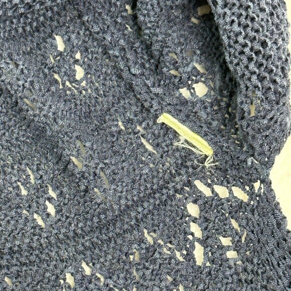 Sigrid Olsen Women's Open Crochet Weave 3/4 Sleeve Knit Sweater Size M* Blue - Picture 8 of 8